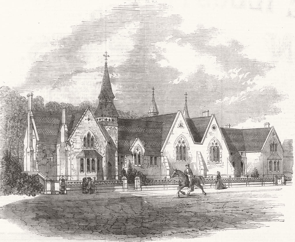 WARCS. Leamington National Schools 1859 old antique vintage print picture
